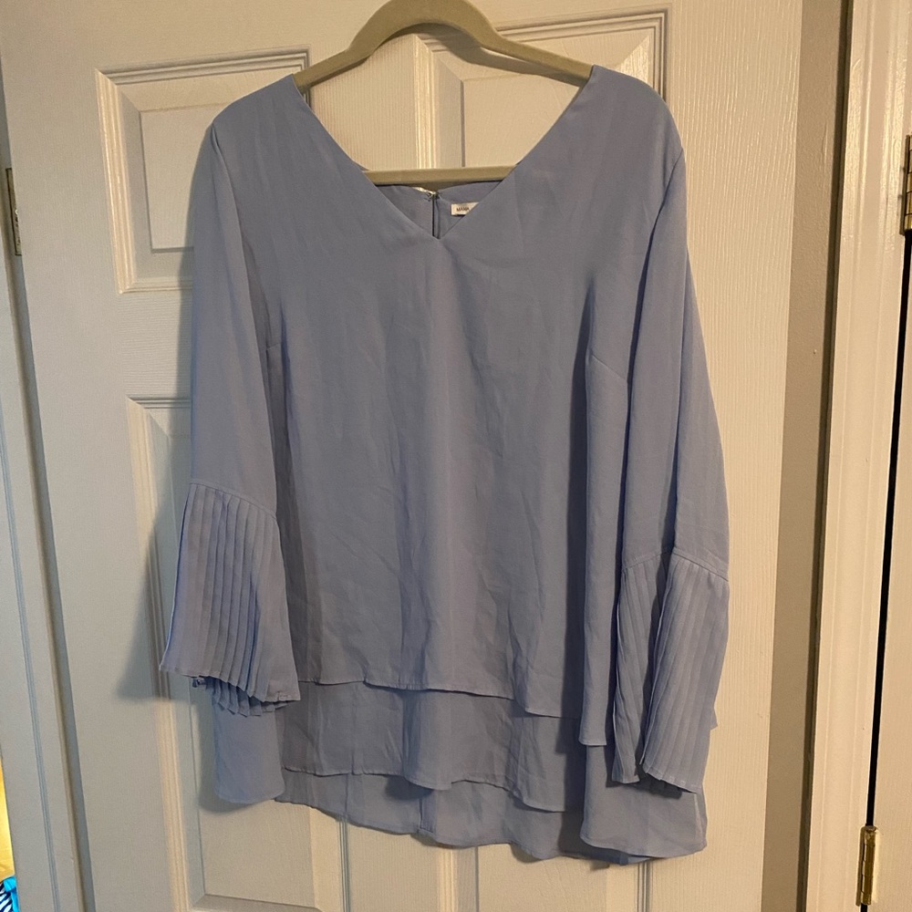 H&M Mama Blue Bell Sleeve Blouse size L
